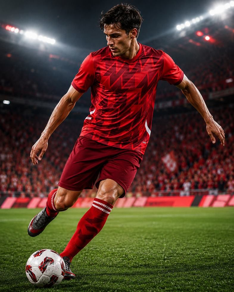 Player in a red GOL Soccer kit